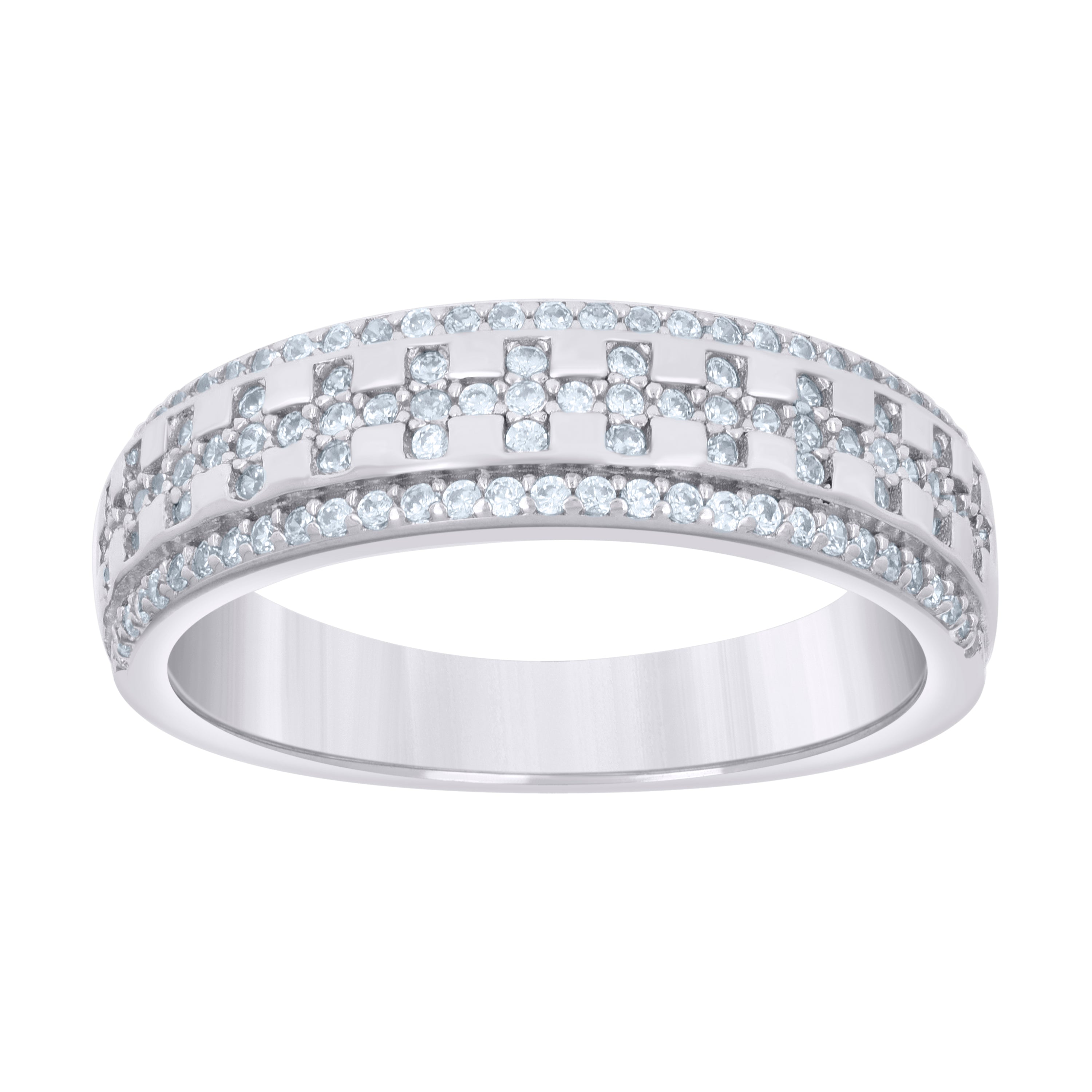 925 Sterling Silver Womens 0.55ct Moissanite Fashion Wedding Band Ring Size 8 - SLV-136190