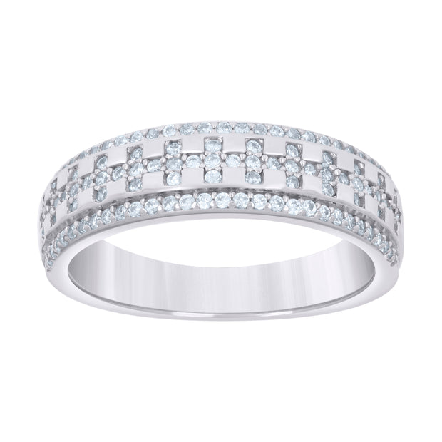 925 Sterling Silver Womens 0.55ct Moissanite Fashion Wedding Band Ring Size 8 - SLV-136190