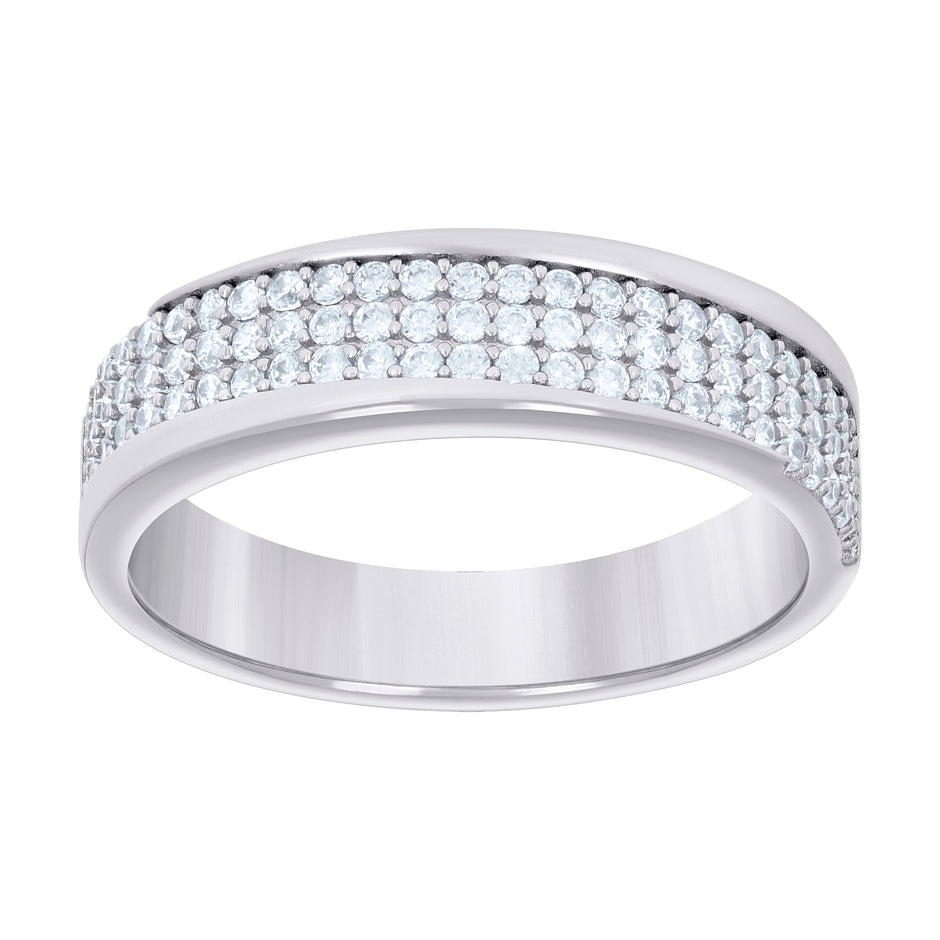925 Sterling Silver Womens 0.60ct Moissanite Fashion Wedding Band Ring Size 8 - SLV-136201