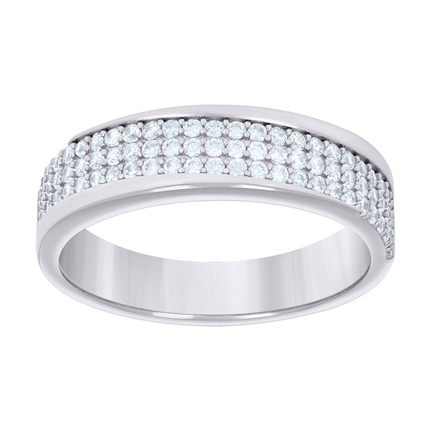 925 Sterling Silver Womens 0.60ct Moissanite Fashion Wedding Band Ring Size 9 - SLV-136202