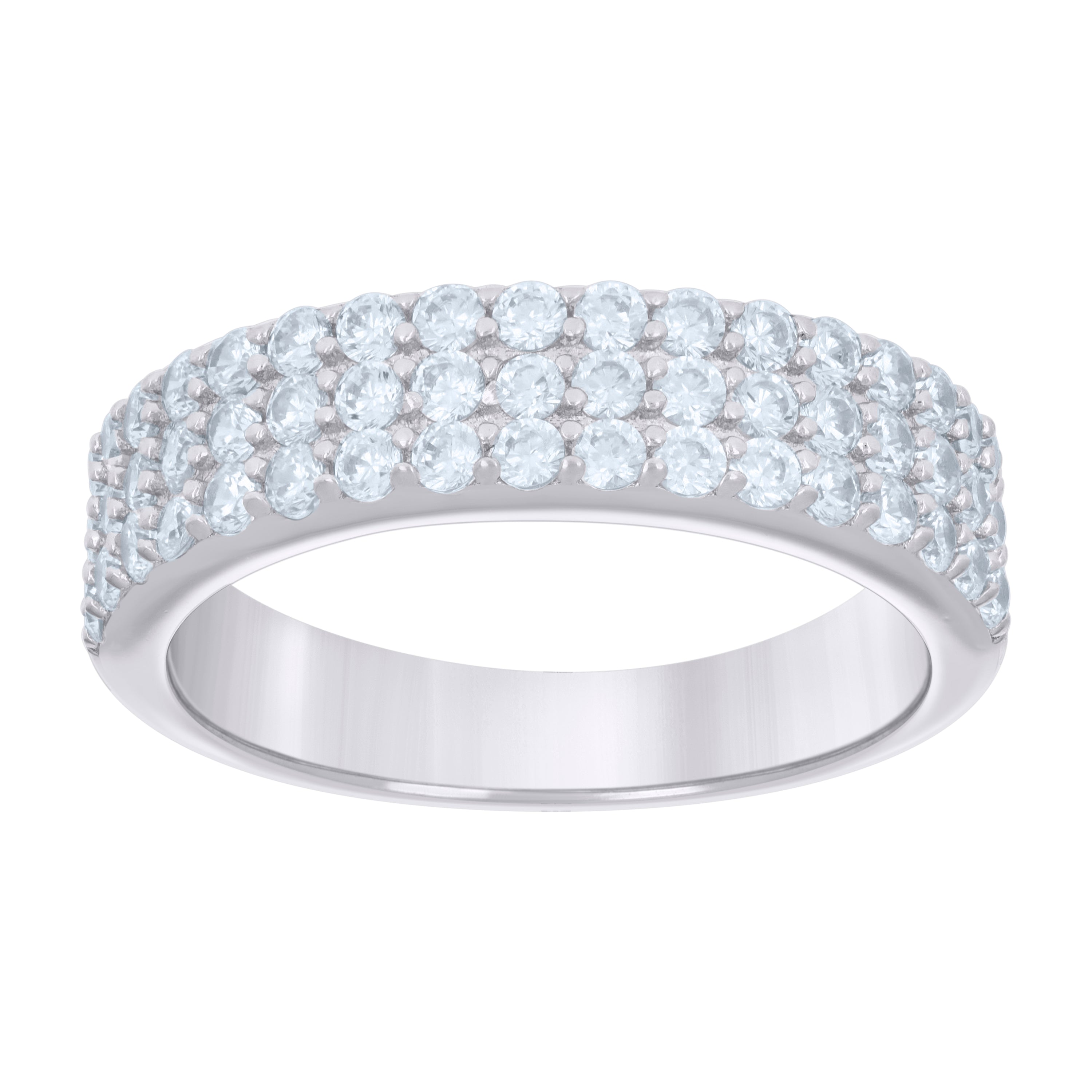 925 Sterling Silver Womens 1.32ct Moissanite Fashion Wedding Band Ring Size 8 - SLV-136210