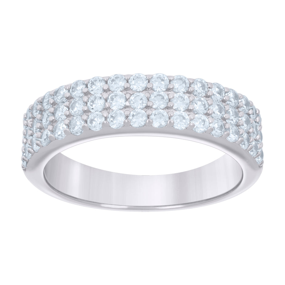 925 Sterling Silver Womens 1.32ct Moissanite Fashion Wedding Band Ring Size 8 - SLV-136210