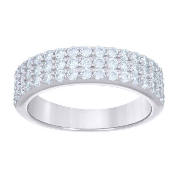 925 Sterling Silver Womens 1.32ct Moissanite Fashion Wedding Band Ring Size 8 - SLV-136210