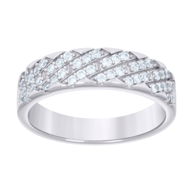 925 Sterling Silver Womens 0.55ct Moissanite Fashion Wedding Band Ring Size 7 - SLV-136215