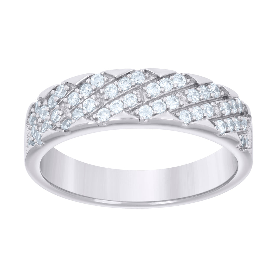 925 Sterling Silver Womens 0.55ct Moissanite Fashion Wedding Band Ring Size 8 - SLV-136216