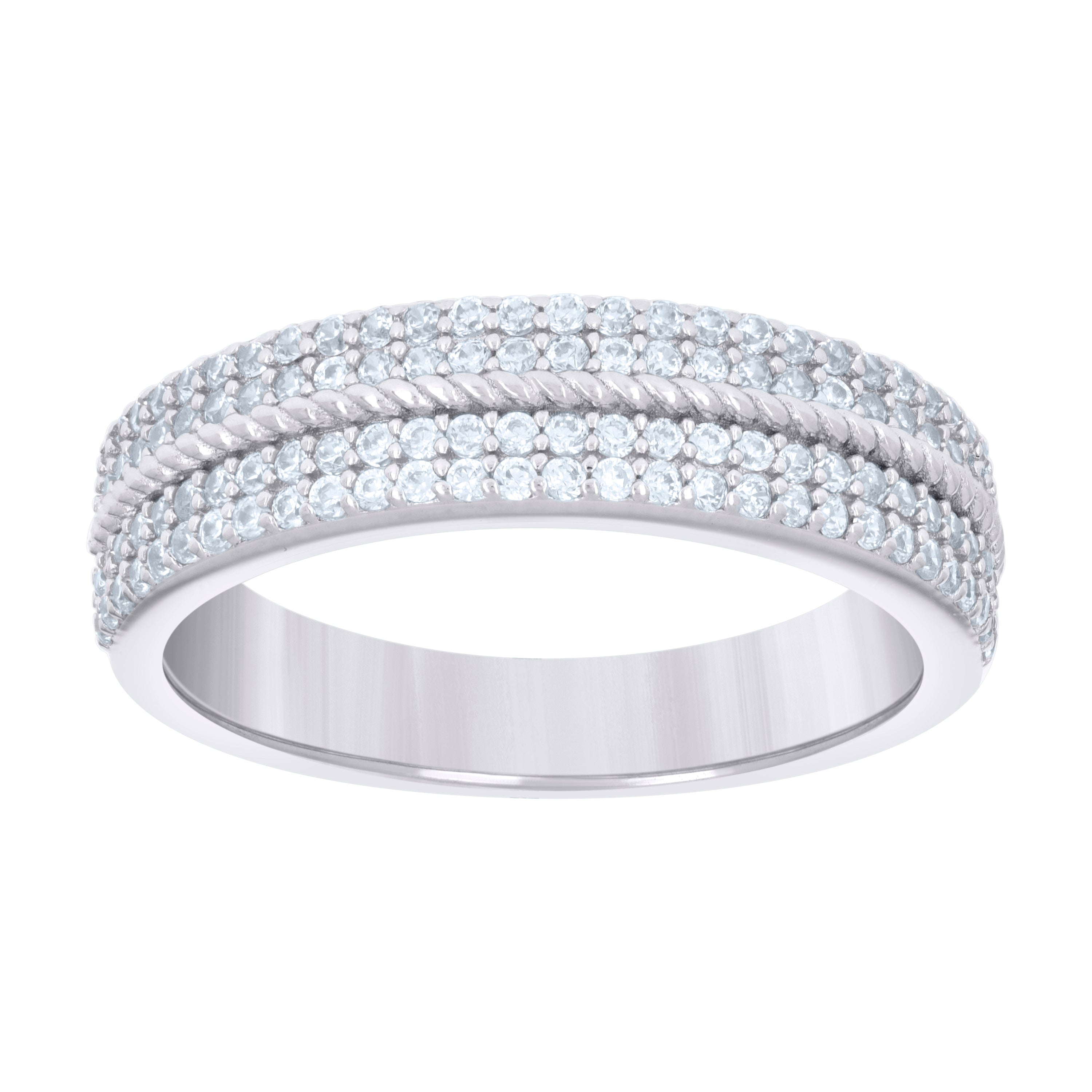 925 Sterling Silver Womens 0.71ct Moissanite Fashion Wedding Band Ring Size 6 - SLV-136220