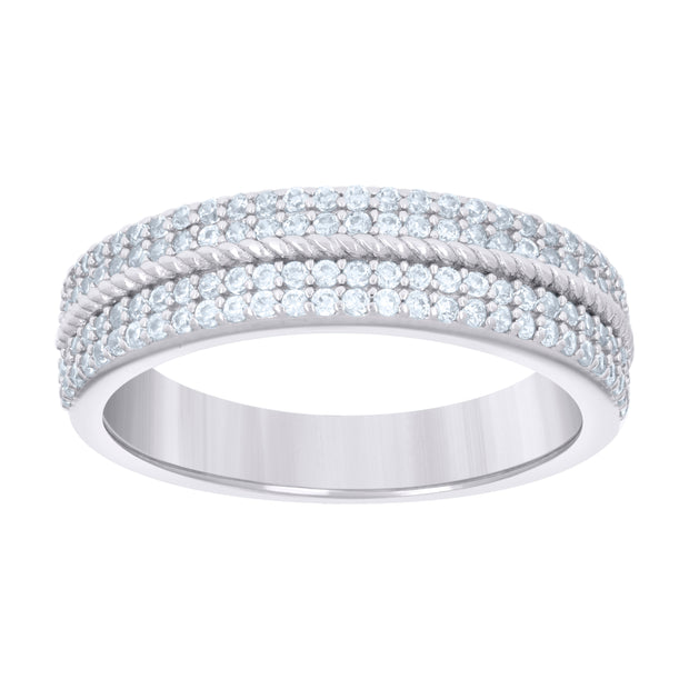 925 Sterling Silver Womens 0.71ct Moissanite Fashion Wedding Band Ring Size 6 - SLV-136220