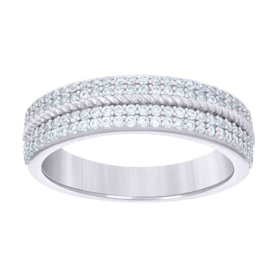 925 Sterling Silver Womens 0.71ct Moissanite Fashion Wedding Band Ring Size 7 - SLV-136221