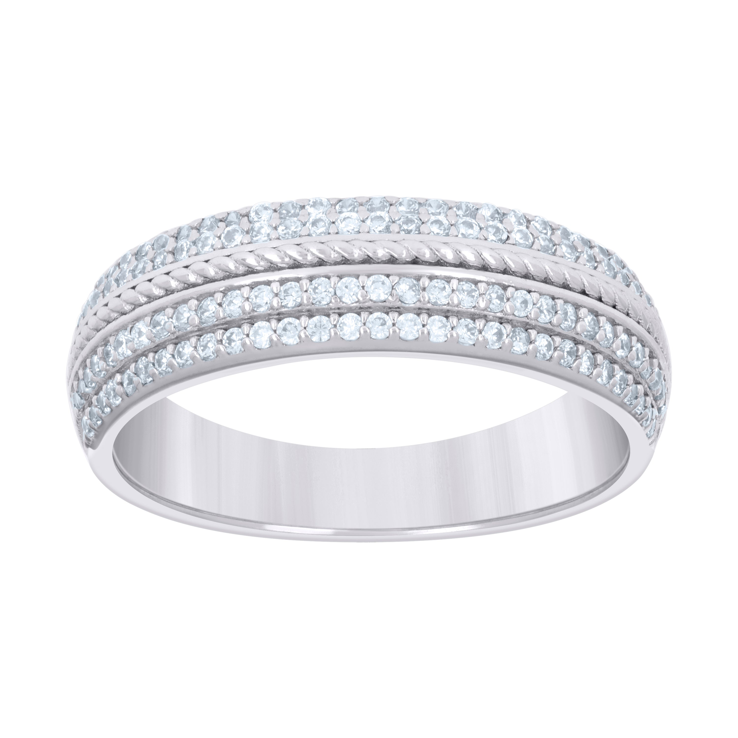 925 Sterling Silver Womens 0.59ct Moissanite Fashion Wedding Band Ring Size 5