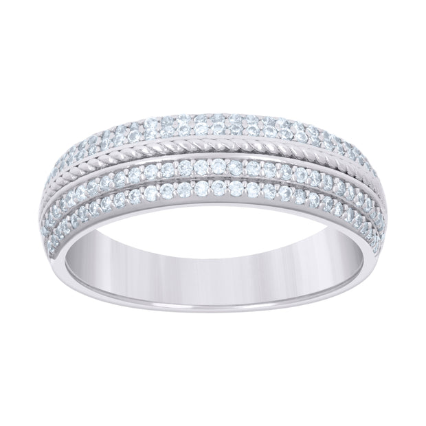 925 Sterling Silver Womens 0.59ct Moissanite Fashion Wedding Band Ring Size 6 - SLV-136238