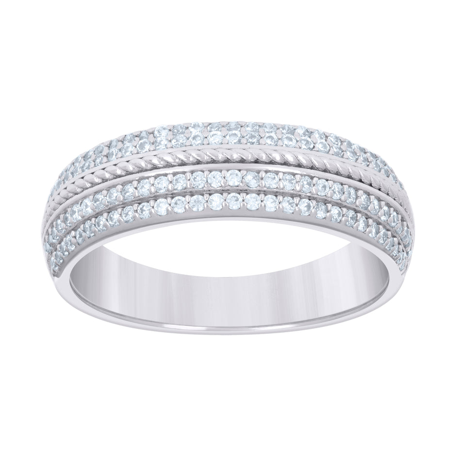 925 Sterling Silver Womens 0.59ct Moissanite Fashion Wedding Band Ring Size 9 - SLV-136241