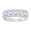 925 Sterling Silver Womens Baguette Round 1.19ct Moissanite Fashion Wedding Band Ring Size 6 - SLV-136244
