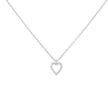 925 Sterling Silver Womens Cubic-Zirconia Heart Charm Necklace Size 16 + 2 Inches