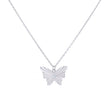 925 Sterling Silver Womens Cubic-Zirconia Butterfly Charm Necklace Size 16 + 2 Inches