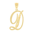10kt Yellow Gold Unisex Diamond-Cut Initial D Charm Pendant