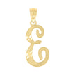 10kt Yellow Gold Unisex Diamond-Cut Initial E Charm Pendant