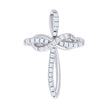 925 Sterling Silver Unisex Cubic-Zirconia Intertwined Cross Religious Charm Pendant
