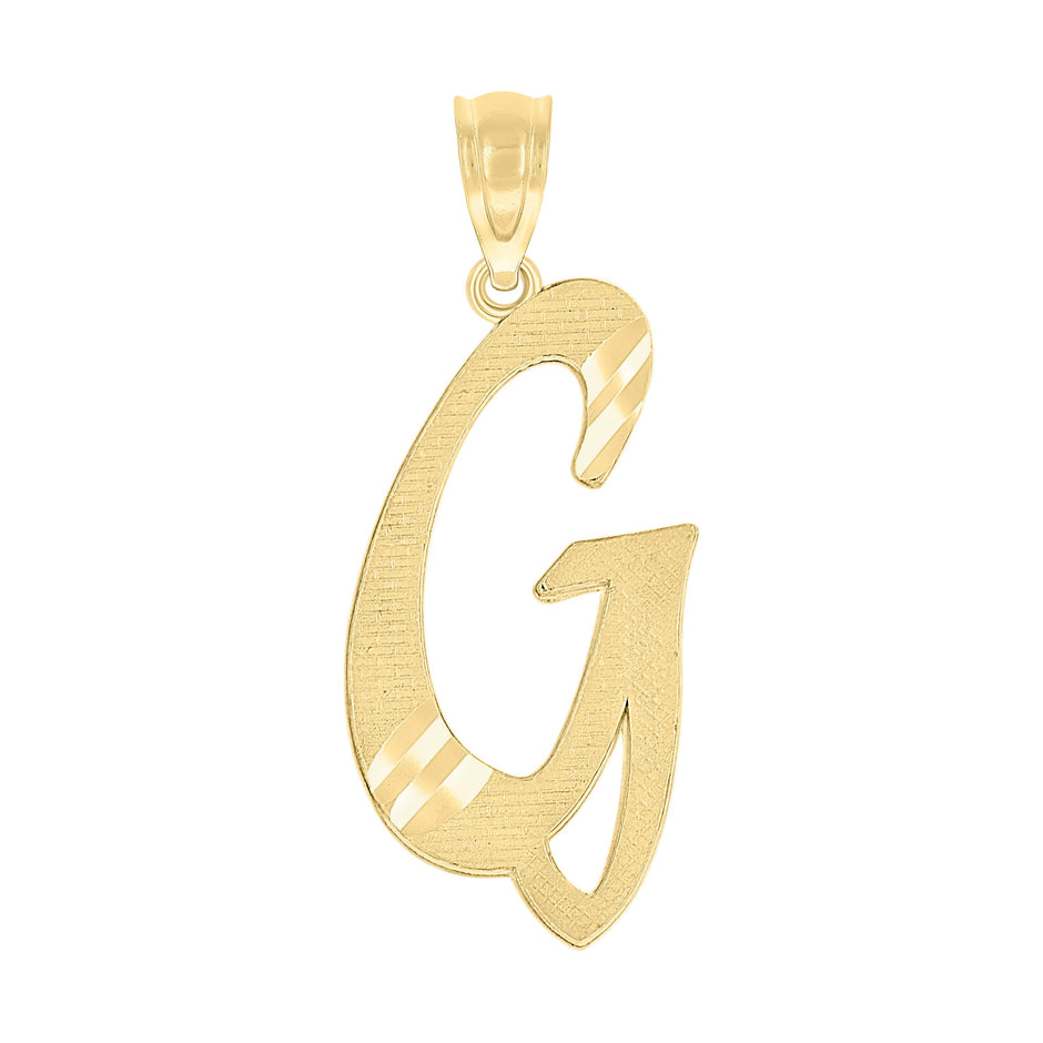 10kt Yellow Gold Unisex Diamond-Cut Initial G Charm Pendant