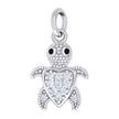 925 Sterling Silver Unisex Black White Cubic-Zirconia Heart Turtle Ocean Pendant 