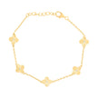 925 Sterling Silver Yellow-tone Womens Cubic-Zirconia Good Luck Clover Charm Bracelet Size 7.5 Inches