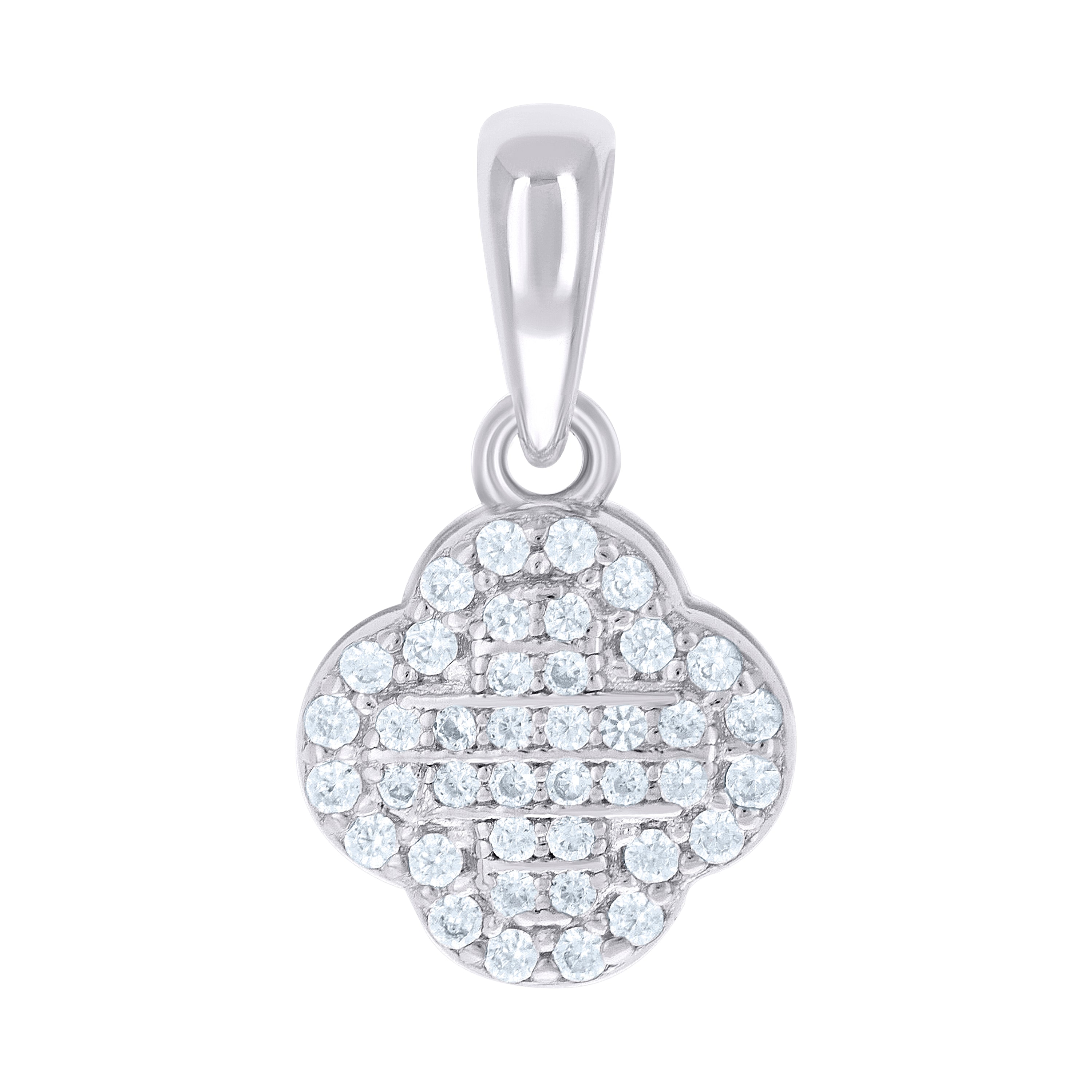 925 Sterling Silver Womens Cubic-Zirconia Clover Goodluck Charm Pendant