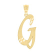10kt Yellow Gold Unisex Diamond-Cut Initial G Charm Pendant