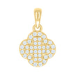 925 Sterling Silver Yellow-tone Womens Cubic-Zirconia Clover Goodluck Charm Pendant