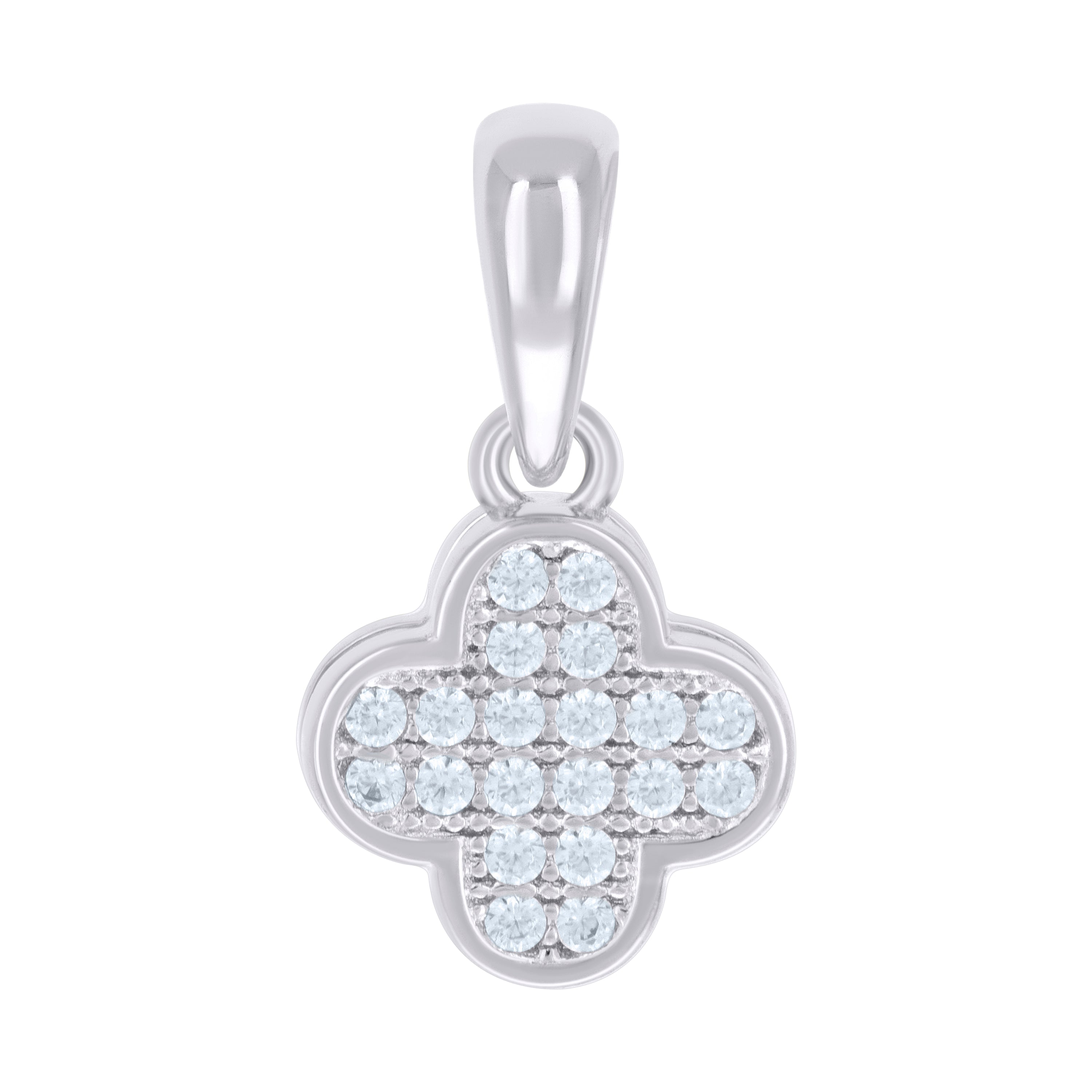 925 Sterling Silver Womens Cubic-Zirconia Clover Goodluck Charm Pendant