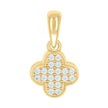 925 Sterling Silver Yellow-tone Womens Cubic-Zirconia Clover Goodluck Charm Pendant