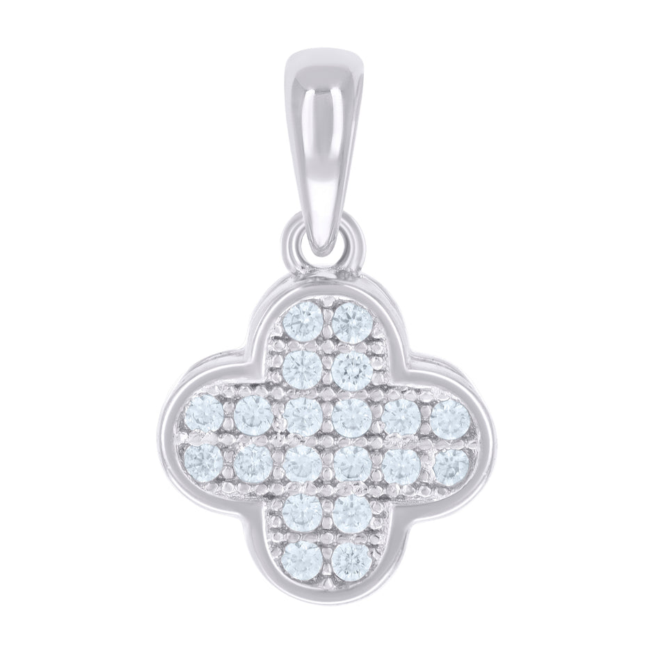 925 Sterling Silver Yellow-tone Womens Cubic-Zirconia Clover Goodluck Charm Pendant
