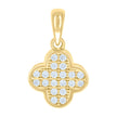 925 Sterling Silver Yellow-tone Womens Cubic-Zirconia Clover Goodluck Charm Pendant