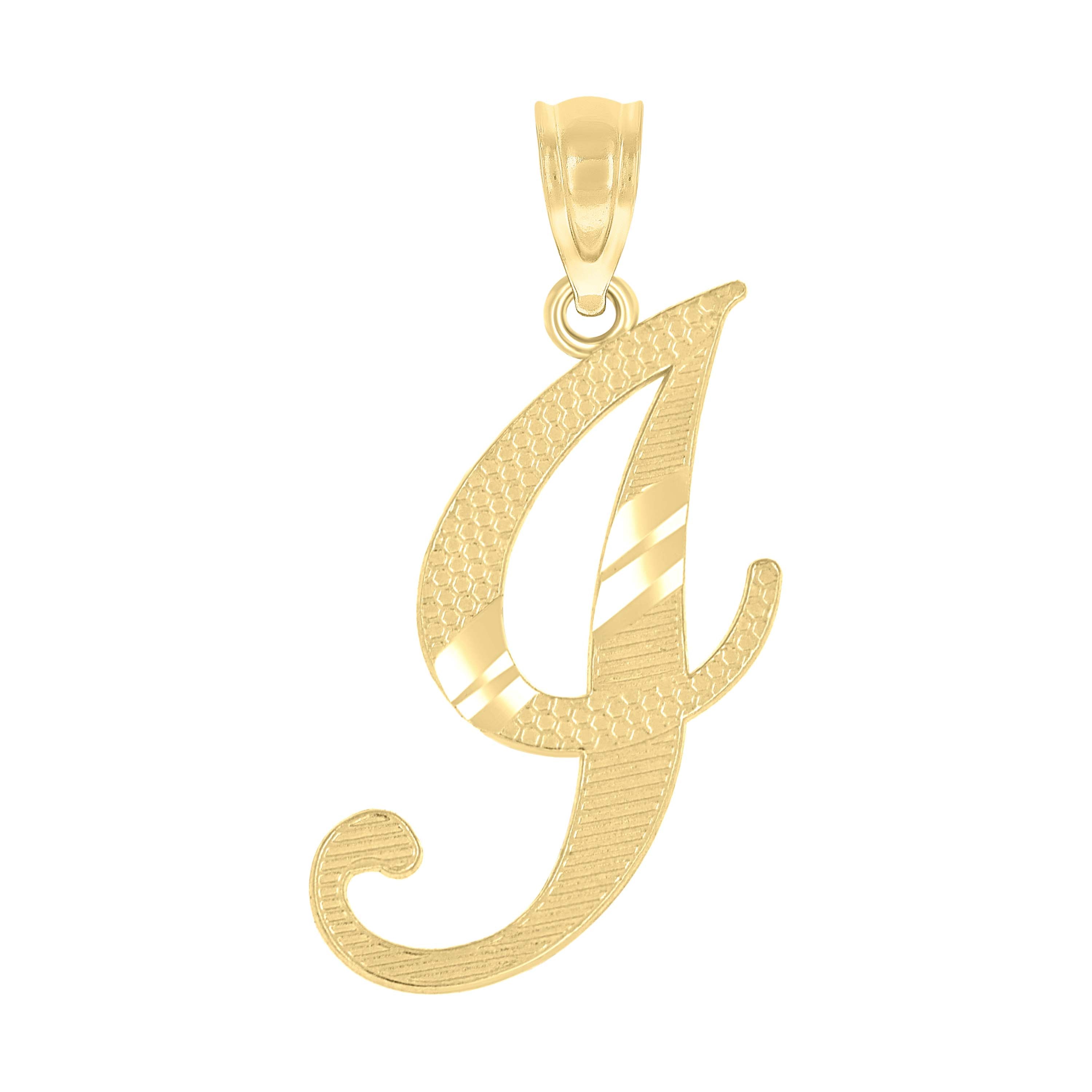 10kt Yellow Gold Unisex Diamond-Cut Initial I Charm Pendant