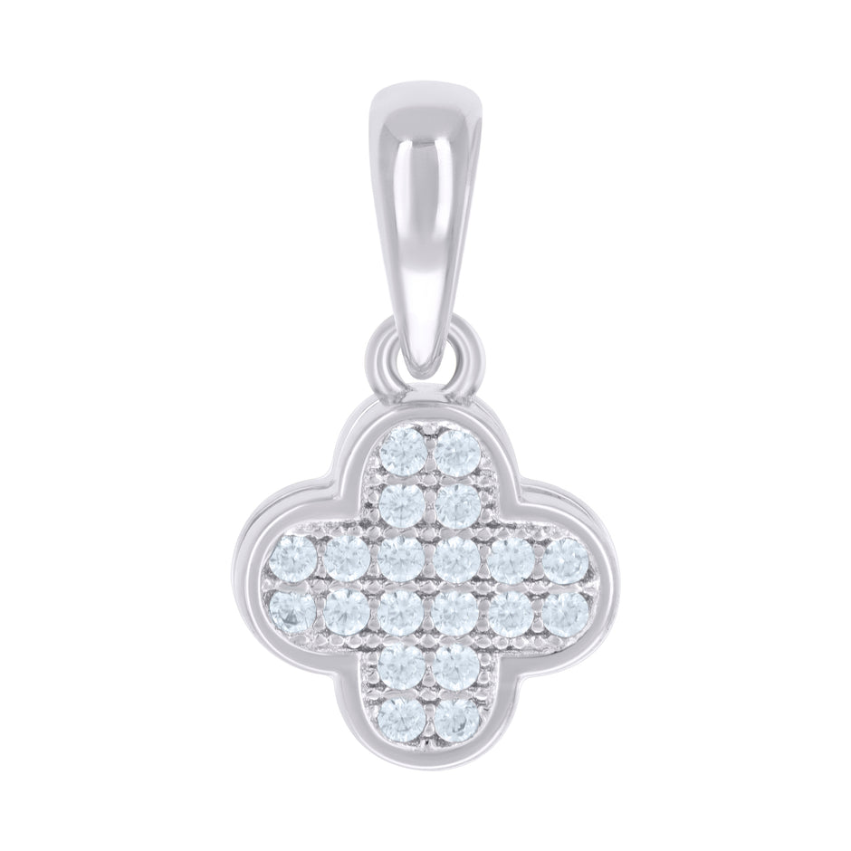 925 Sterling Silver Womens Round 0.103ct Moissanite Clover Good Luck Charm Pendant