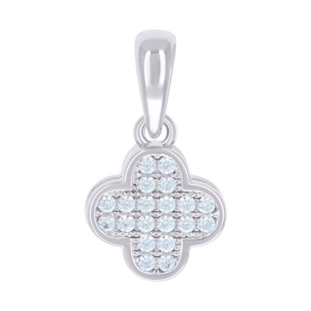 925 Sterling Silver Womens Round 0.103ct Moissanite Clover Good Luck Charm Pendant