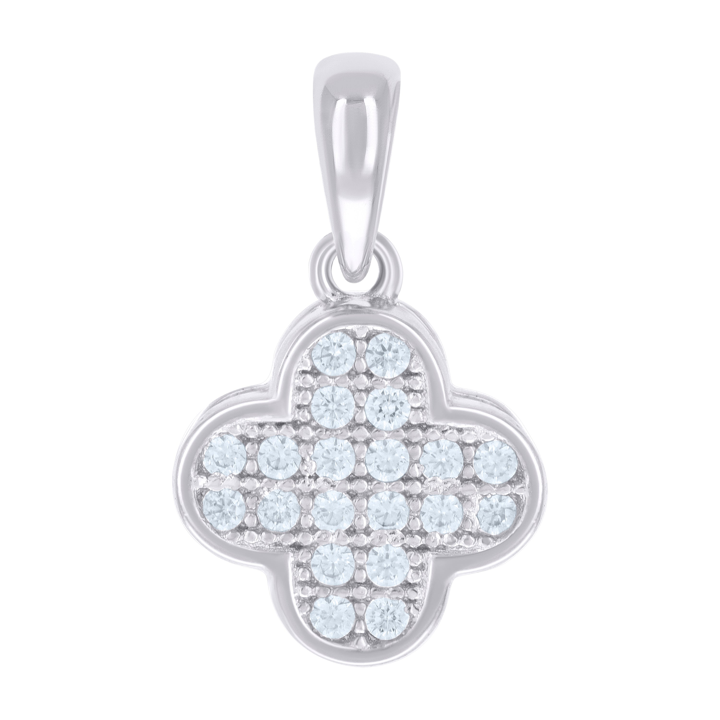 925 Sterling Silver Womens 0.21ct Moissanite Clover Good Luck Pendant