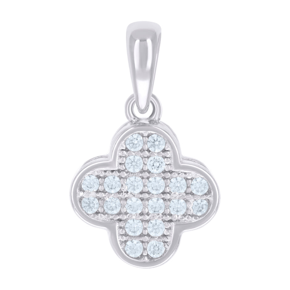 925 Sterling Silver Womens 0.21ct Moissanite Clover Good Luck Pendant