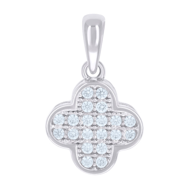 925 Sterling Silver Womens 0.21ct Moissanite Clover Good Luck Pendant