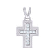 925 Sterling Silver Unisex Round Cubic-Zirconia Cross Religious Charm Pendant