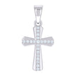 925 Sterling Silver Unisex Round Cubic-Zirconia Cross Religious Charm Pendant