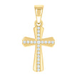 925 Sterling Silver Yellow-tone Unisex Round Cubic-Zirconia Cross Religious Charm Pendant