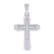 925 Sterling Silver Unisex Cubic-Zirconia Cross Religious Charm Pendant