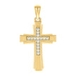 925 Sterling Silver Yellow-tone Unisex Cubic-Zirconia Cross Religious Charm Pendant