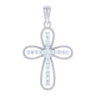 925 Sterling Silver Unisex Round Cubic-Zirconia Cross Religious Charm Pendant