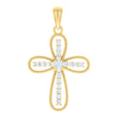 925 Sterling Silver Yellow-tone Unisex Round Cubic-Zirconia Cross Religious Charm Pendant