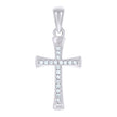 925 Sterling Silver Unisex Round Cubic-Zirconia Cross Religious Charm Pendant