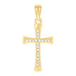 925 Sterling Silver Yellow-tone Unisex Round Cubic-Zirconia Cross Religious Charm Pendant