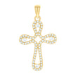 925 Sterling Silver Yellow-tone Unisex Round Cubic-Zirconia Cross Religious Charm Pendant