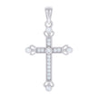 925 Sterling Silver Unisex Round Cubic-Zirconia Cross Religious Charm Pendant
