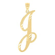 10kt Yellow Gold Unisex Diamond-Cut Initial J Charm Pendant