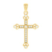 925 Sterling Silver Yellow-tone Unisex Round Cubic-Zirconia Cross Religious Charm Pendant